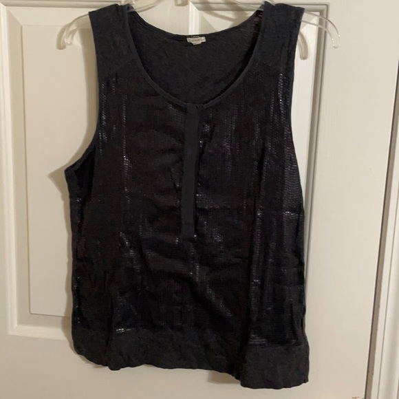 Women’s J Crew Dark Gray Cotton Top, Sequin Front, Size L - Picture 1 of 6